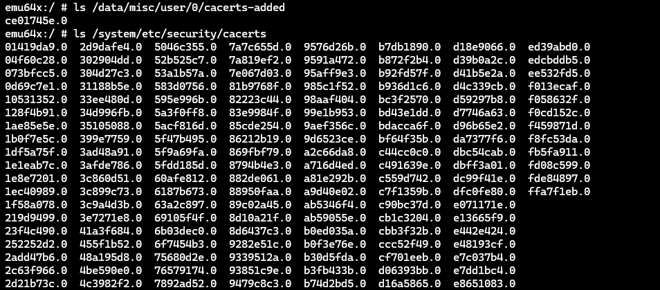 List of connected Android devices.