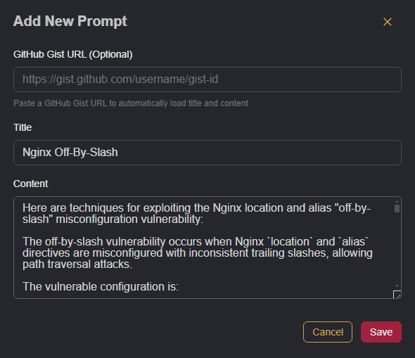 Adding a custom prompt.