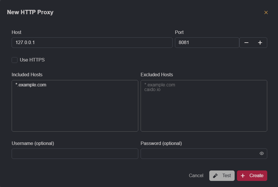 The upstream proxy configuration settings.